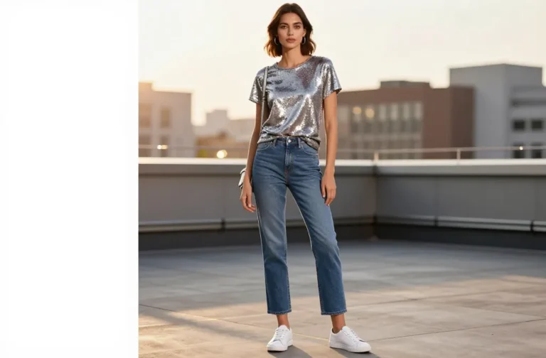 Steal the Spotlight with 10 Sequin Top and Jeans Outfit
