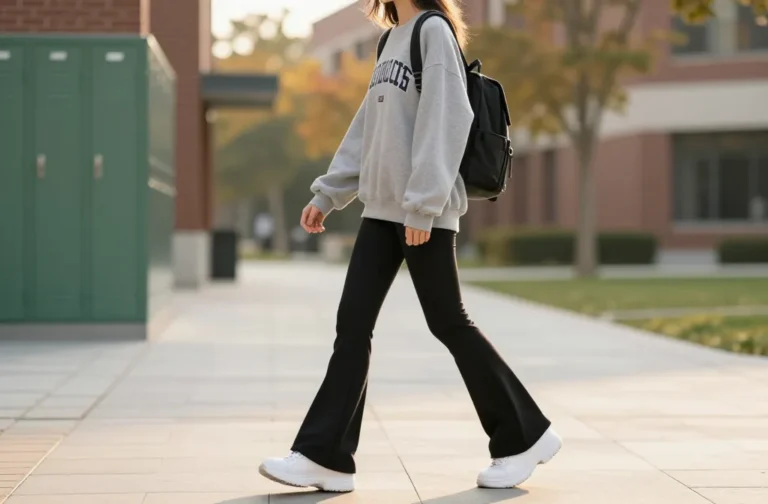 Viral 11 Black Flared Leggings Outfit for School Ideas