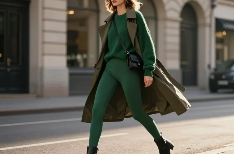 12 Dark Green Leggings Outfit Ideas That Look Designer