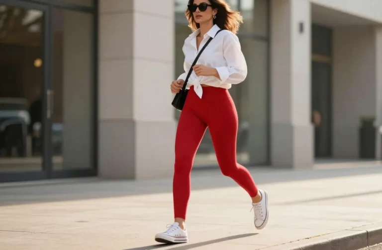 12 Red Leggings Outfit Casual Ideas That Turn Heads