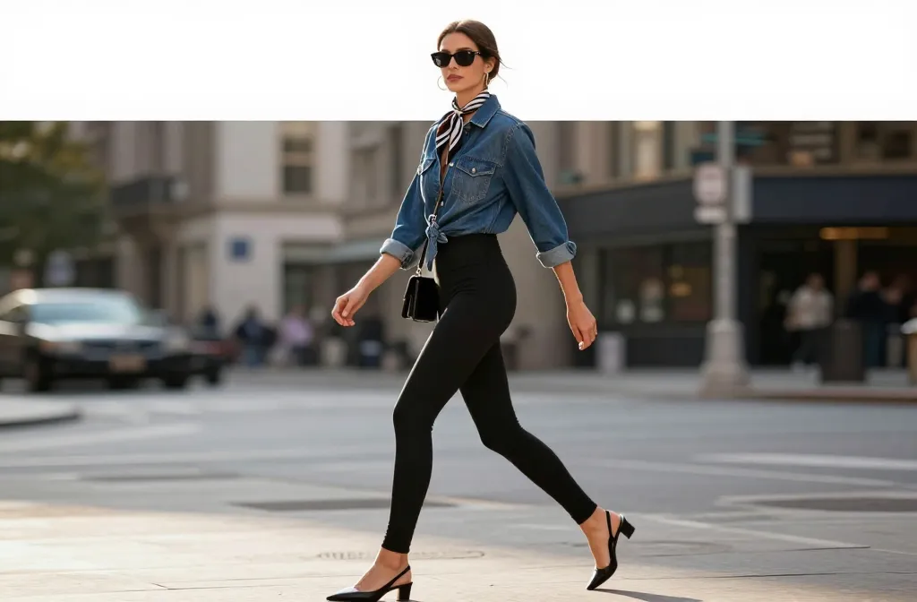 12 Denim Shirt and Leggings Outfit Ideas That Slay