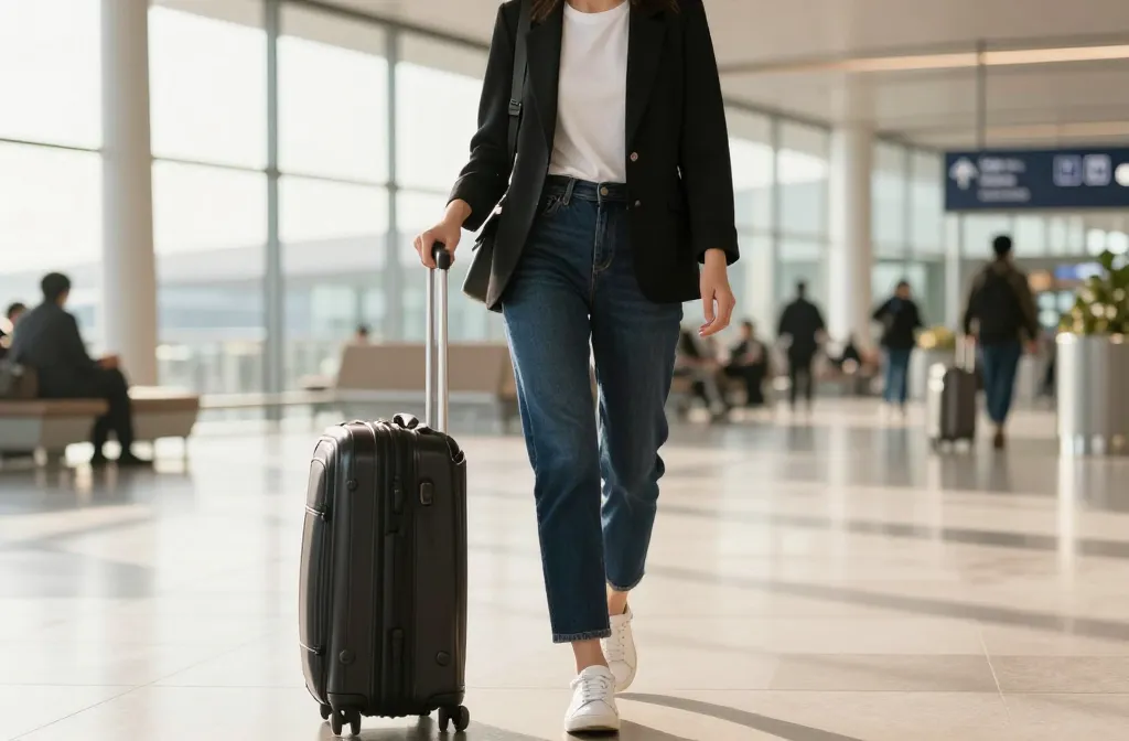 Steal These 12 Dark Blue Jeans Outfits That Are Travel-Friendly