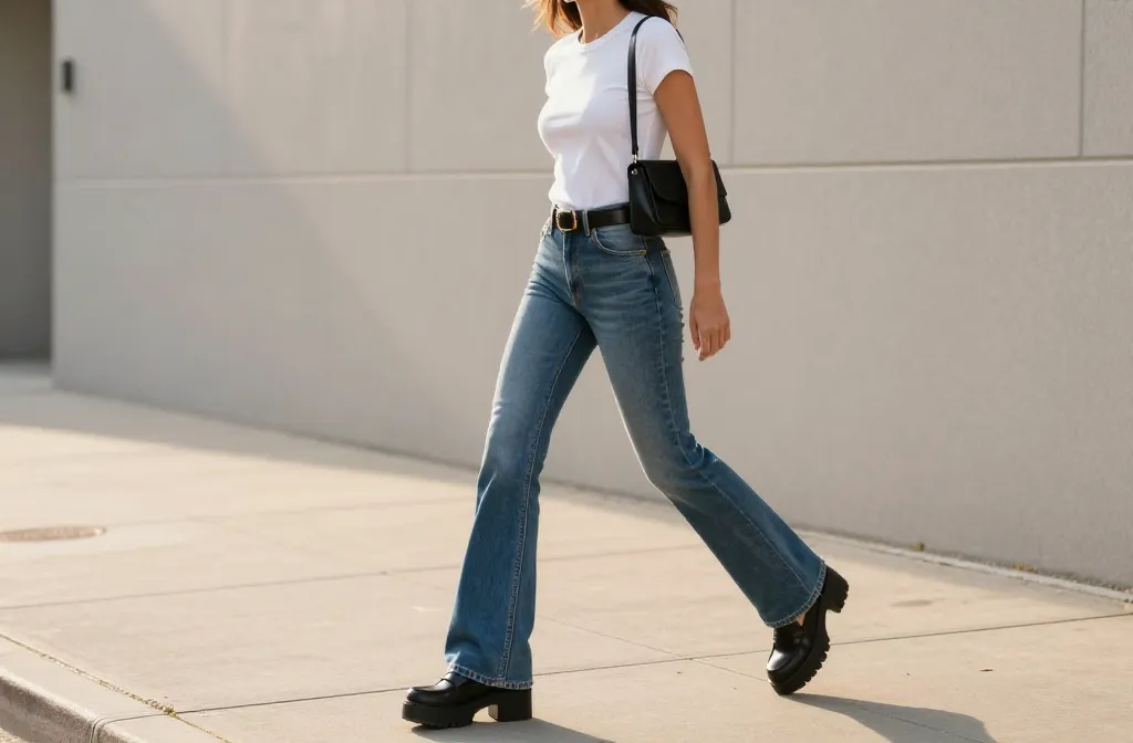 Steal These 11 Effortless Blue Flare Jeans Looks for Busy Mornings