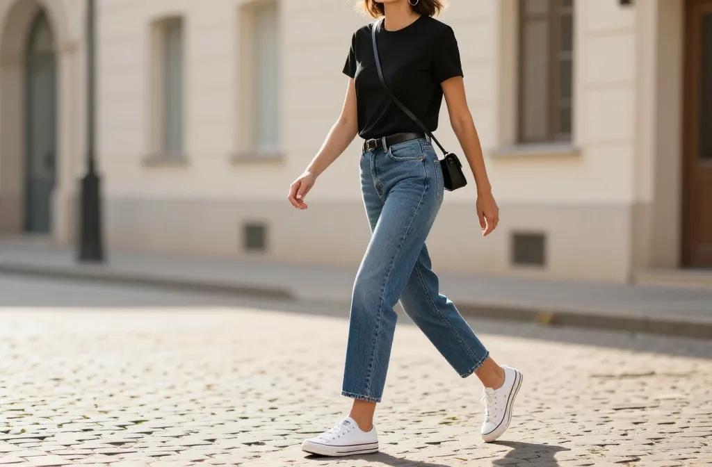 Steal-Their-Glance 11 Effortless Blue Jeans + Black Top Outfit Ideas