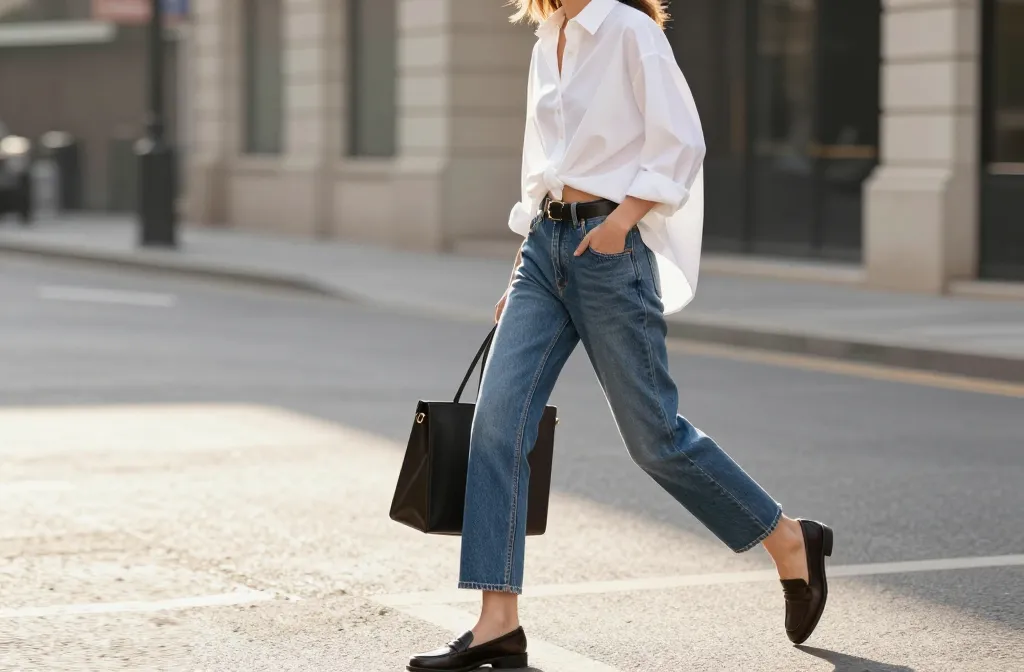 12 Blue Jeans White Shirt Outfits for Every Season That Slay