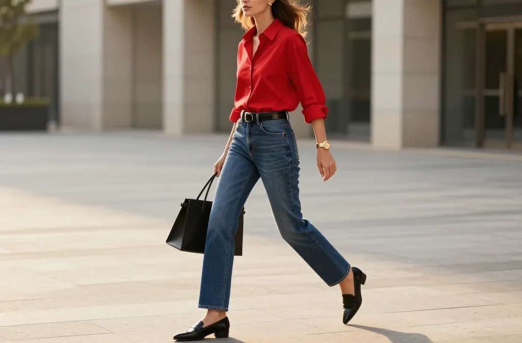 14 Red Top Blue Jeans Looks That Make You Look More Expensive Now