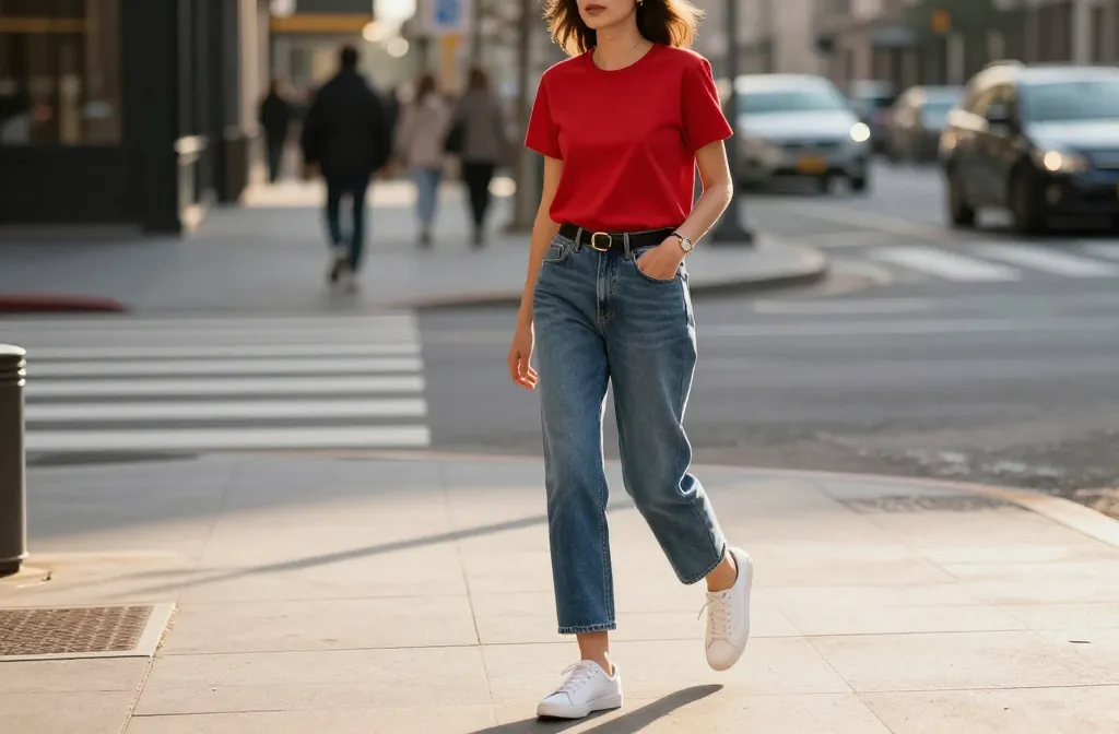 Steal These 10 Red Top Blue Jeans Looks That Turn Heads Without Trying